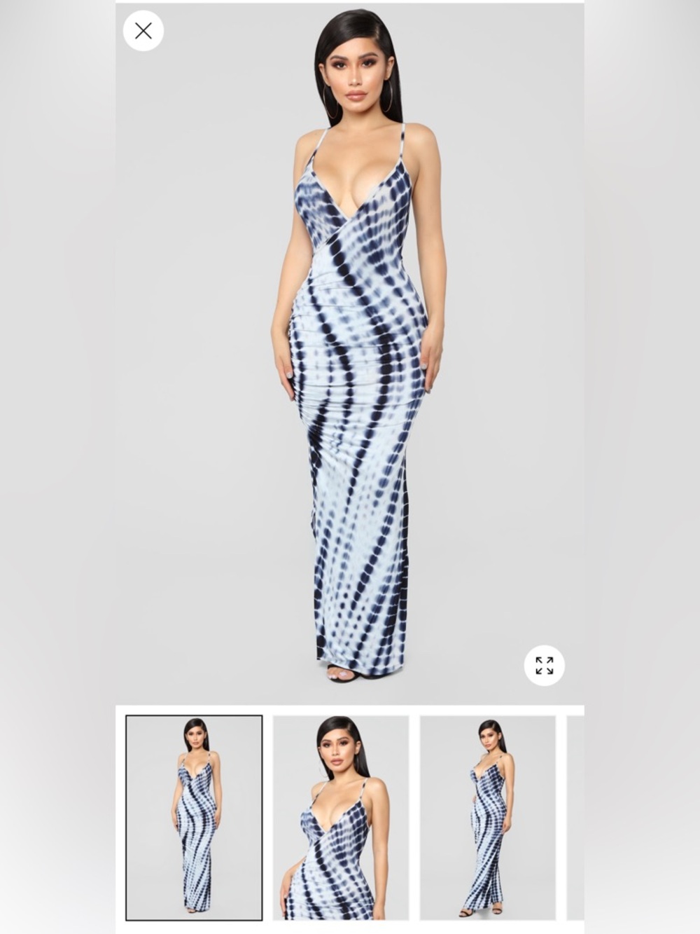 Slip Tie-Dye Maxi Dress in Navy and White